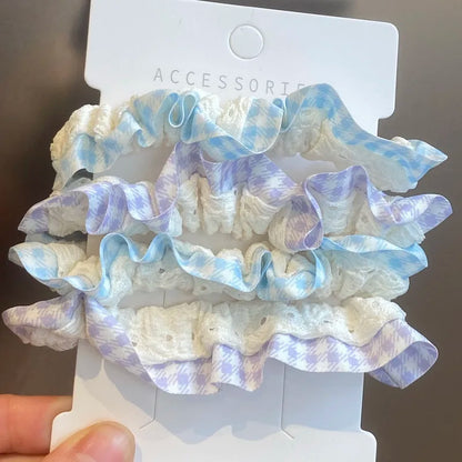 Satin Scrunchie Set, 4 Small Elastic Hair Ties