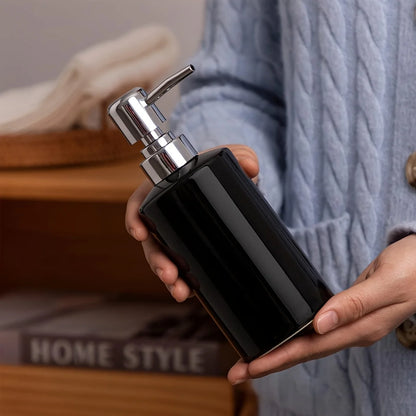Ceramic Soap Dispenser, Glossy 10 oz Refillable Pump Bottle