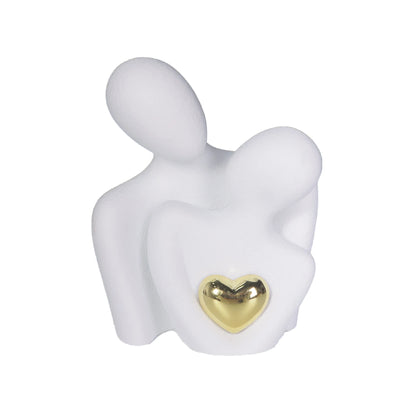 Couple Hugging Heart Sculpture, Modern Resin Love Figurine