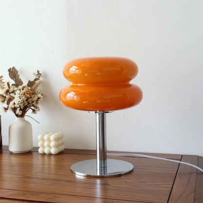 Macaron Glass Table Lamp, Pastel USB Bedside Lamp for Bedroom