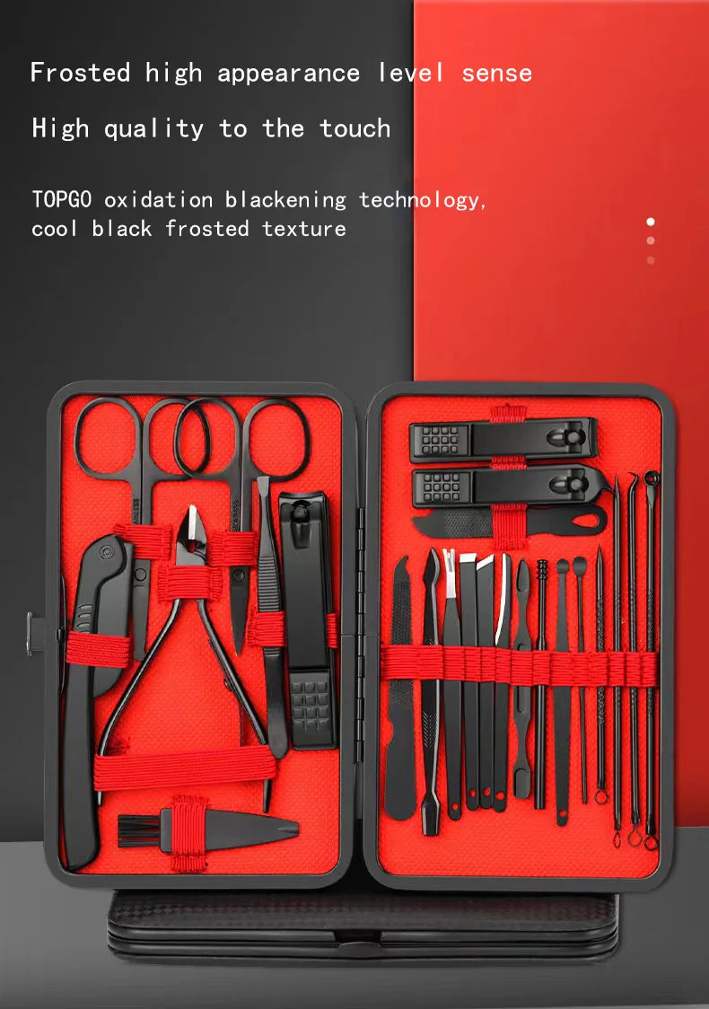 Black and Red Manicure and Pedicure Set