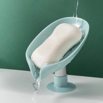 Leaf-Shaped Draining Soap Dish with Suction