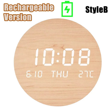 LED Digital Wall Clock with Date and Temperature
