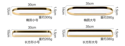 Gold Mirror Tray, Rectangular or Oval Glass Vanity Tray