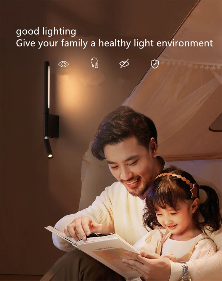 330-Degree Rotating Bedside LED Wall Light