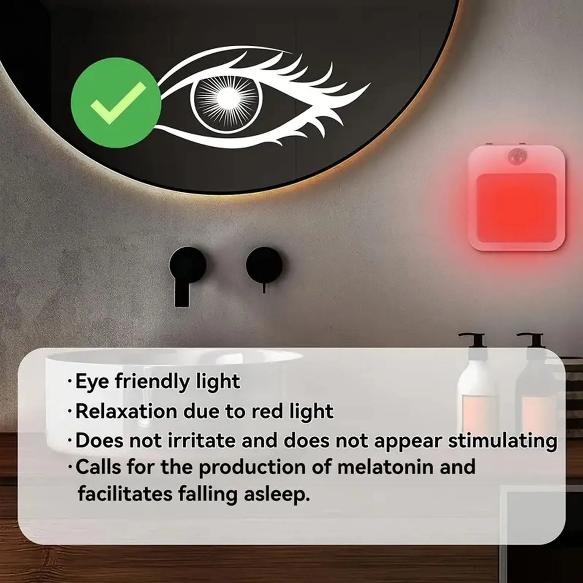 Plug-In Red Night Light with Auto On/Off