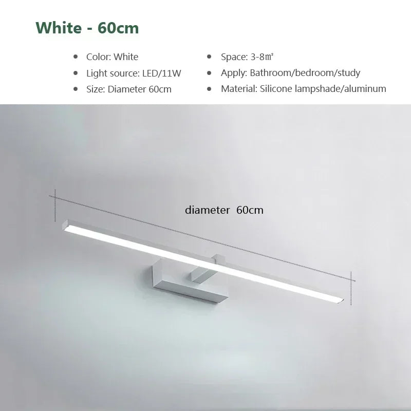 LED Vanity Wall Light, Modern Bathroom Sconce with Acrylic Shade