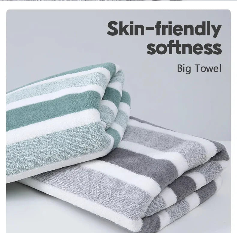 Thick Bath Towel, Soft Cotton Blend Terry, Quick Drying