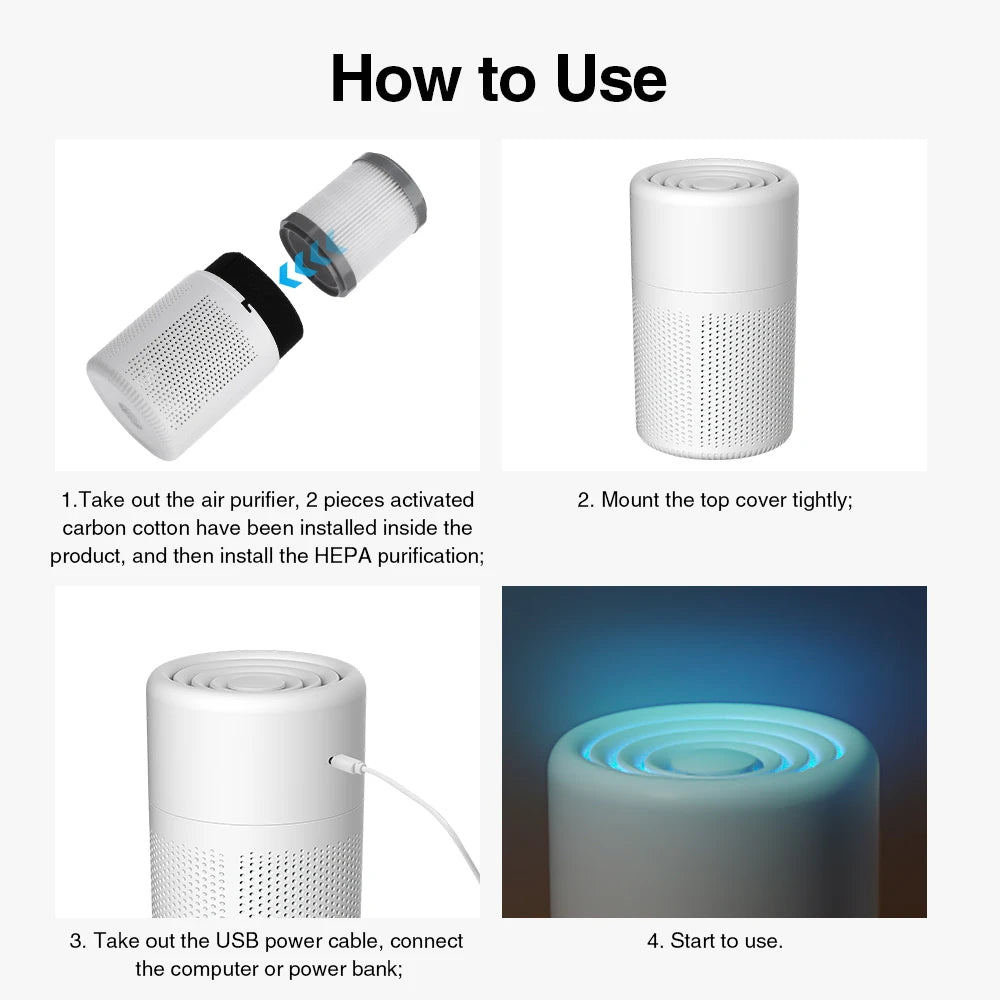 Mini Desktop Air Purifier with HEPA Filter