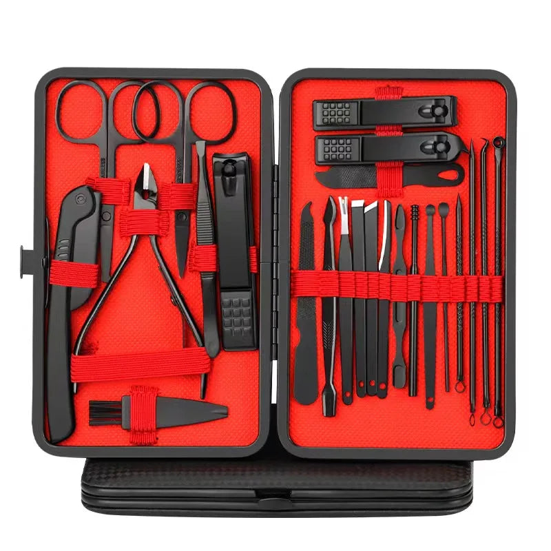 Black and Red Manicure and Pedicure Set