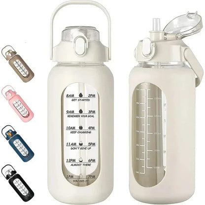 1L Glass Water Bottle with Straw and Sleeve