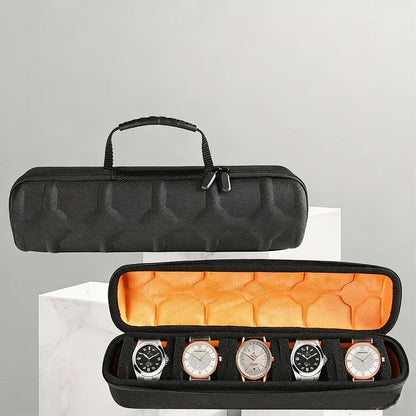 Watch Travel Case, Portable 5 Slot Watch Box Organizer