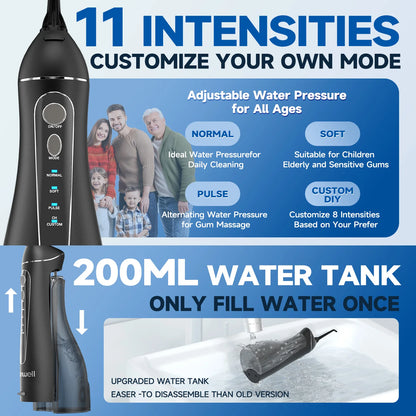 Cordless Rechargeable Water Flosser with 4 Nozzles