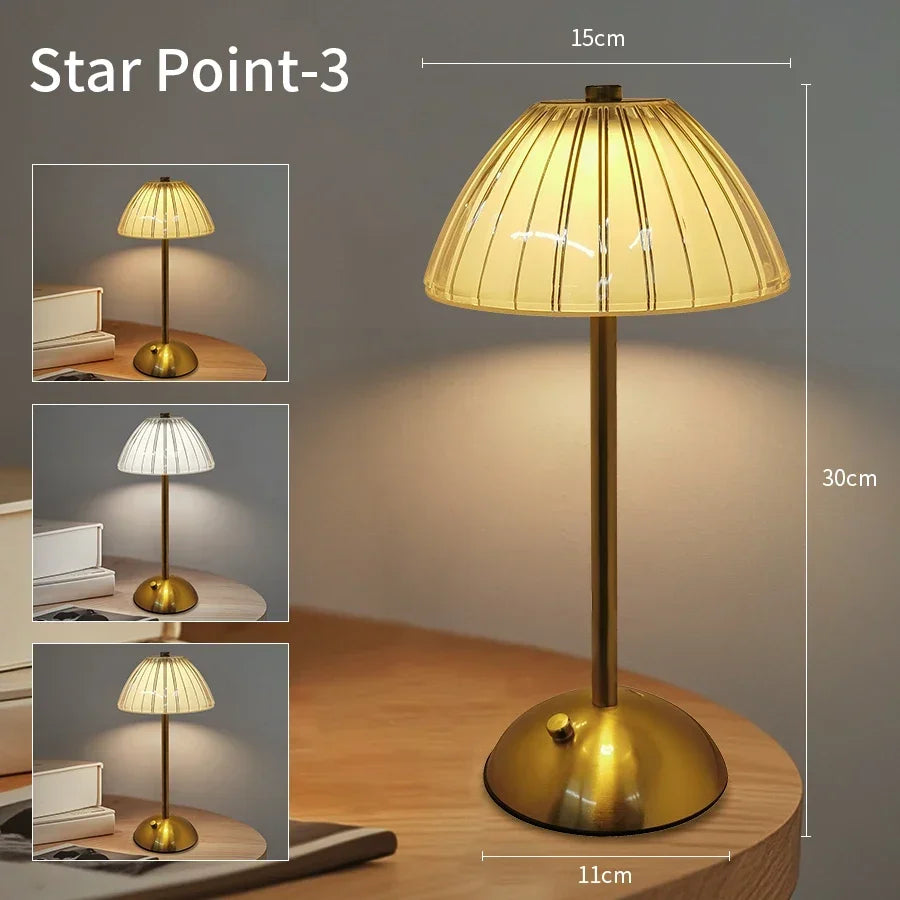 Crystal Touch Table Lamp, USB Rechargeable
