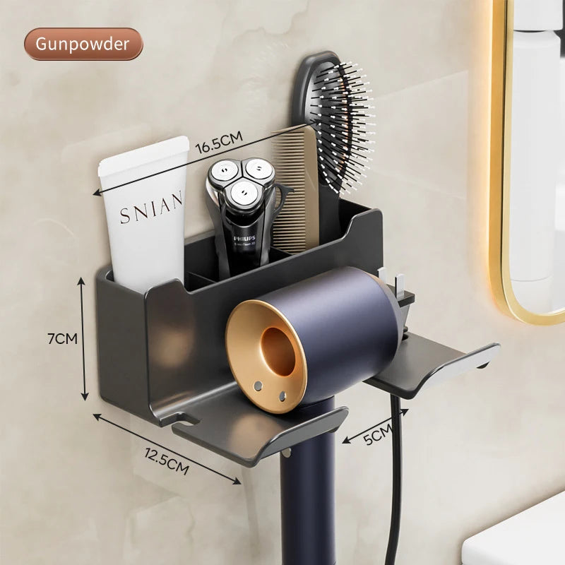 Hair Dryer Holder, Wall Mounted Bathroom Styling Tool Rack