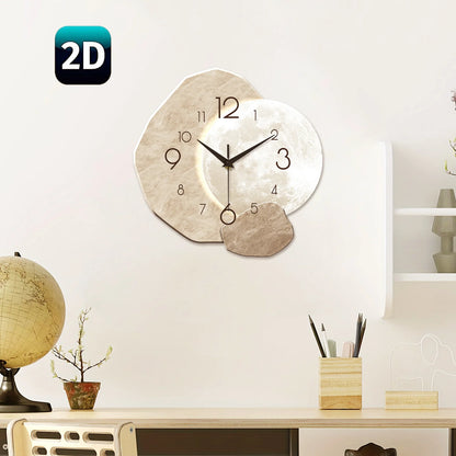 Moon Wall Clock, Silent Wooden Minimalist Clock, 12 to 16 Inch