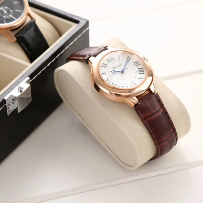 PU Leather Watch Box with Glass Lid, 6 Slots