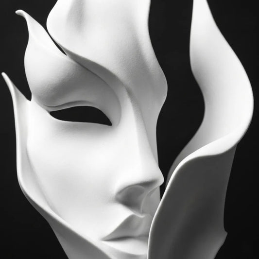 Abstract Half Face Sculpture, 3D Printed Modern Face Statue
