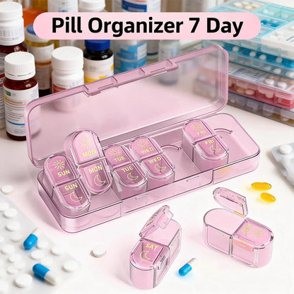 Weekly Pill Organizer, 7-Day AM/PM Travel Pill Box
