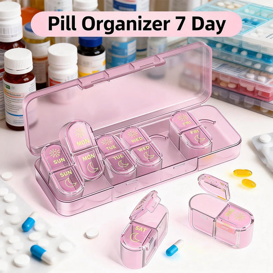 Weekly Pill Organizer, 7-Day AM/PM Travel Pill Box