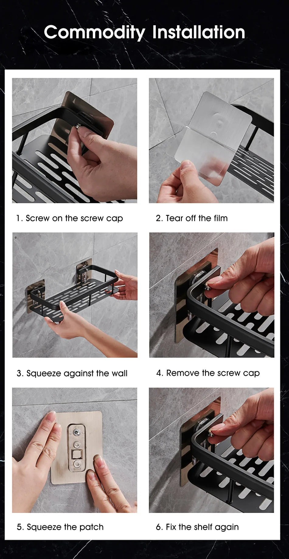 Corner Shower Shelf, No Drill Aluminum Bathroom Caddy