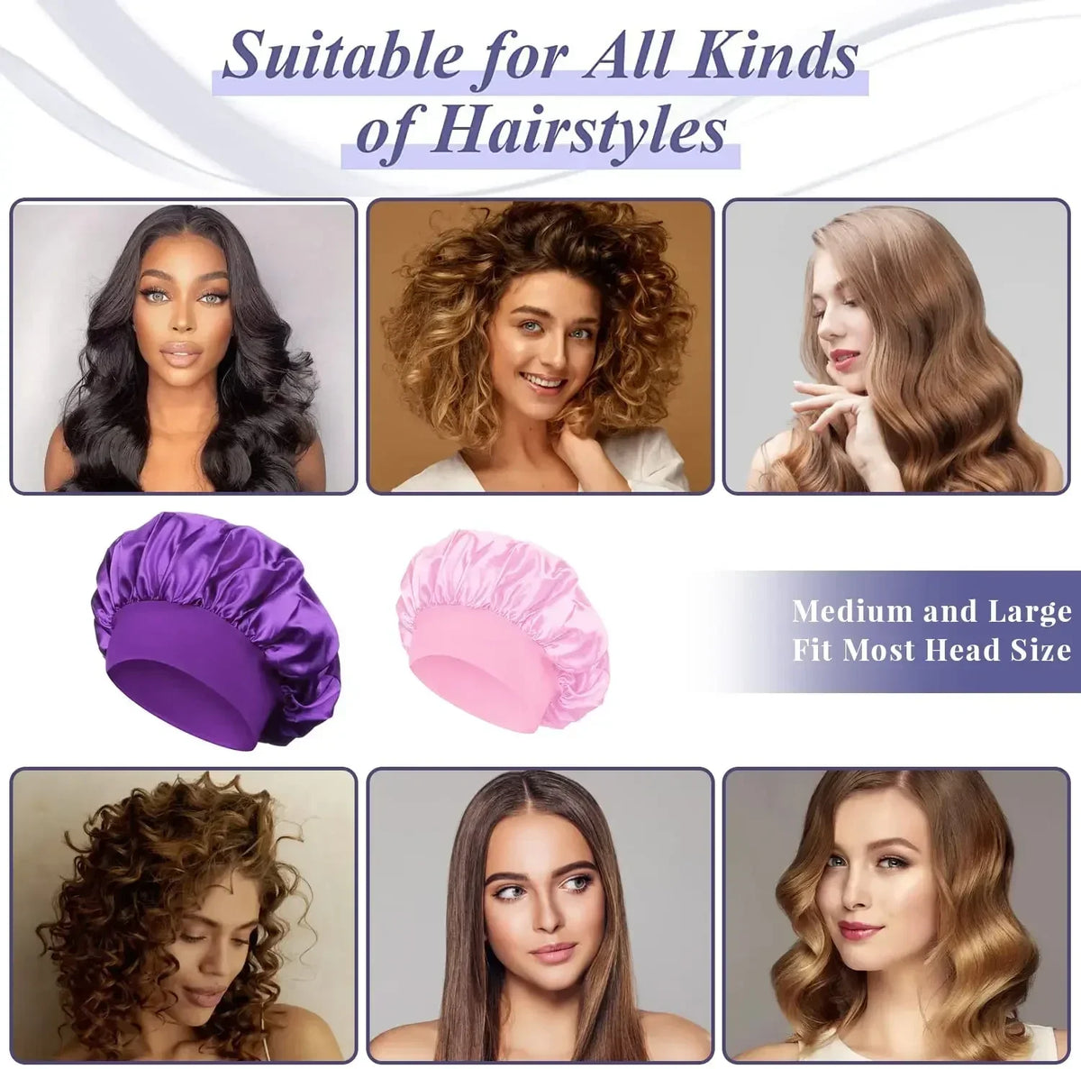 Satin Hair Bonnet for Long Hair, Large Silky Sleep Cap