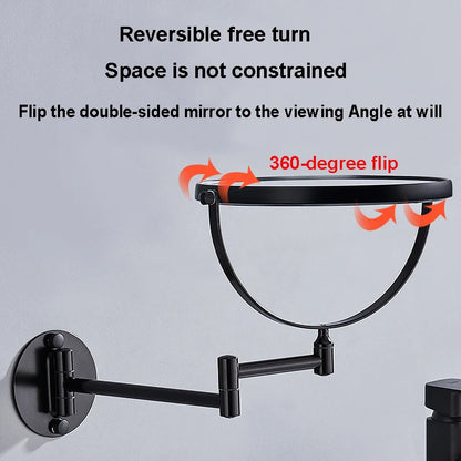 Round Wall Mirror, Double-Sided 360 Rotating Folding Arm Mirror