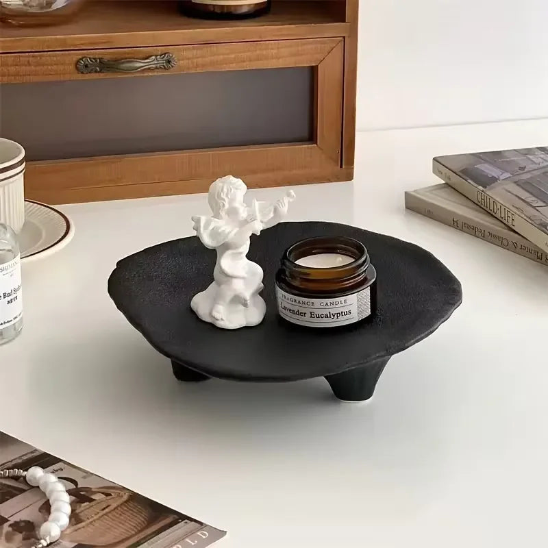 Ceramic Jewelry Tray, Oval Three-Legged Trinket Dish
