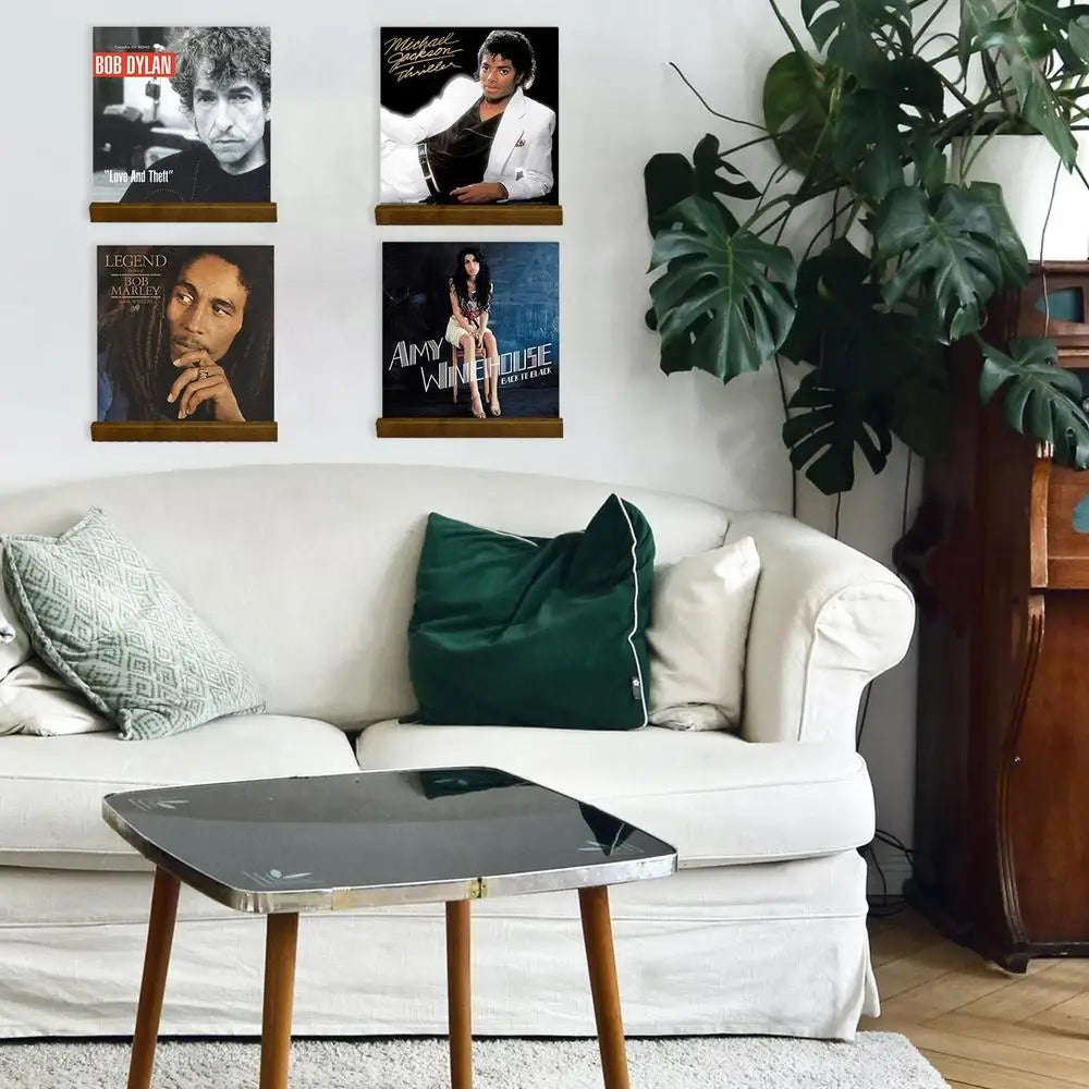 Vinyl Record Wall Holder, Solid Wood Now Playing Display Shelf