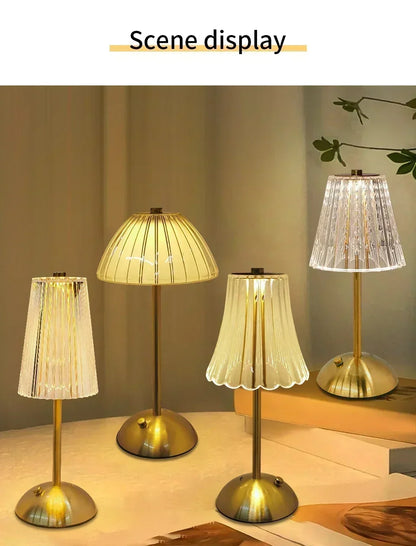 Crystal Touch Table Lamp, USB Rechargeable