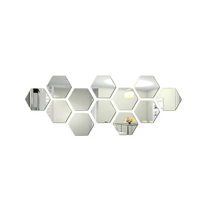 Hexagon Acrylic Mirror Wall Decals, 12 Pieces