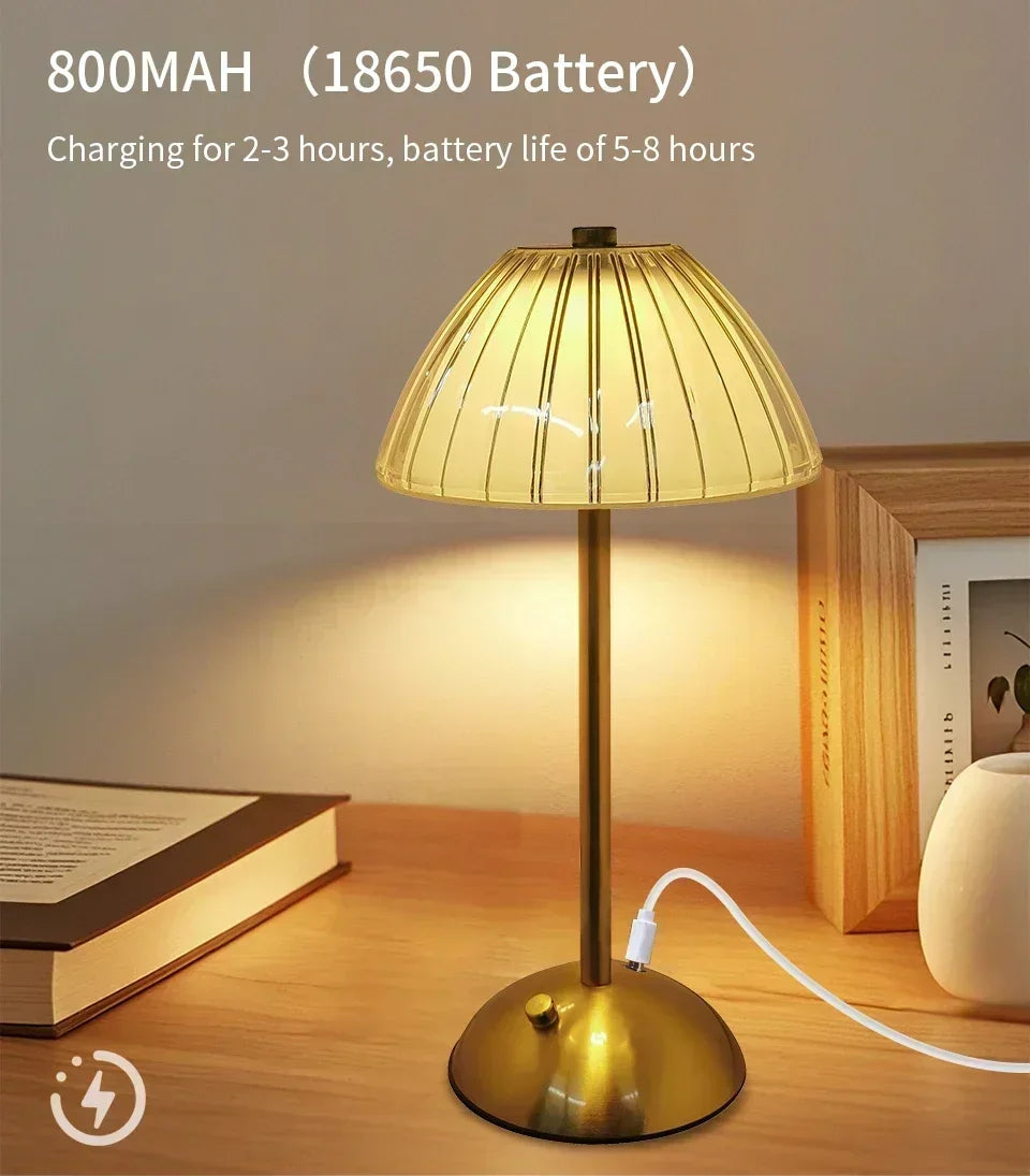 Crystal Touch Table Lamp, USB Rechargeable