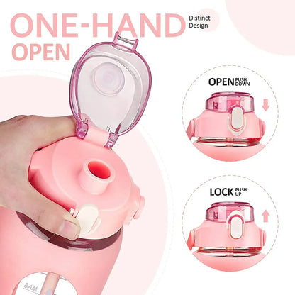 1L Glass Water Bottle with Straw and Sleeve