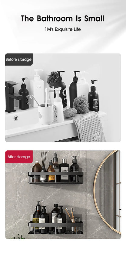 Corner Shower Shelf, No Drill Aluminum Bathroom Caddy
