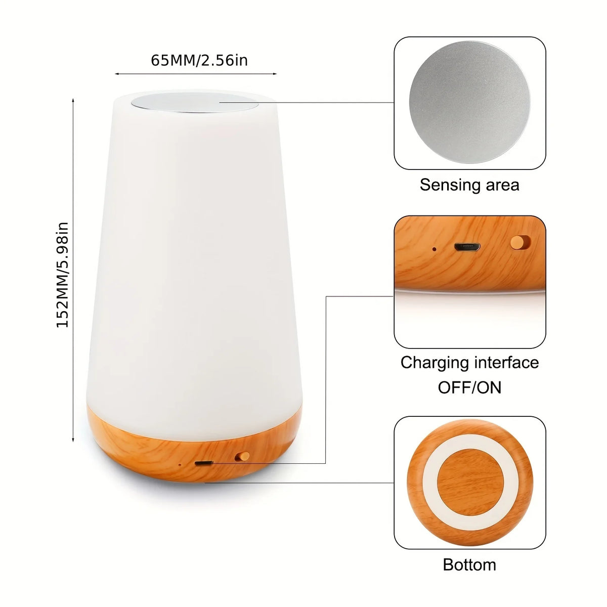 Touch Night Lamp, 13 Color Rechargeable Bedside Light