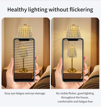 Crystal Touch Table Lamp, USB Rechargeable