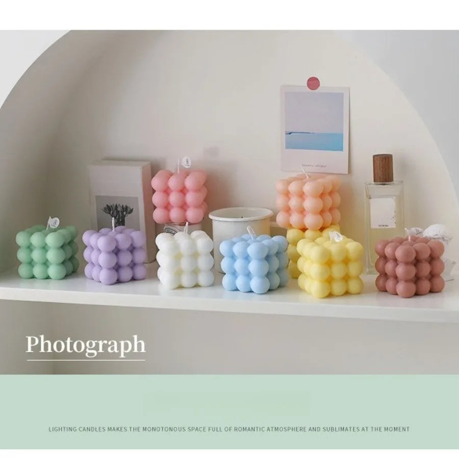 Bubble Cube Candle, Handmade Soy Wax Scented Decor Candle