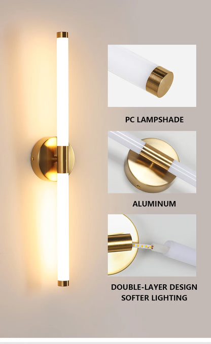 Gold LED Double Shade Wall Sconce, Up and Down Picture Light