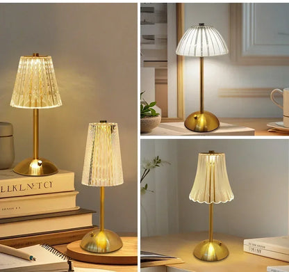 Crystal Touch Table Lamp, USB Rechargeable
