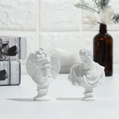 Mini Greek Bust Statue, Plaster Style Resin Figurine
