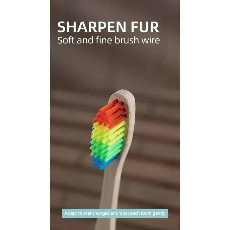 Natural Bamboo Toothbrush Set, 10 Pack