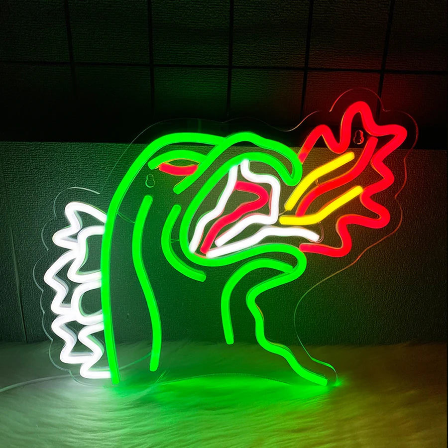 Fire-Breathing Dinosaur LED Neon Sign, Acrylic Game Room Wall Light