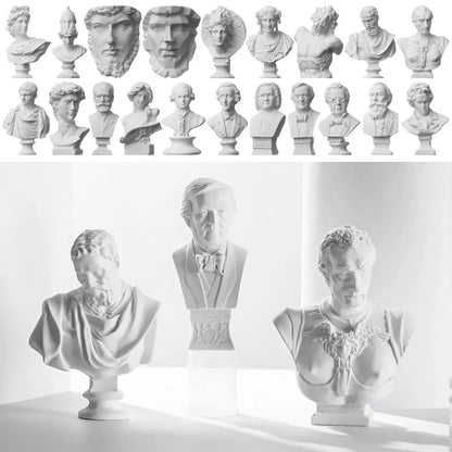 Mini Greek Bust Statue, Plaster Style Resin Figurine