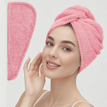 Hair Towel Wrap, Textured Quick Dry Button Hair Turban