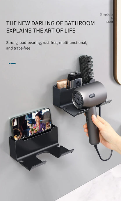 Hair Dryer Holder, Wall Mounted Bathroom Styling Tool Rack