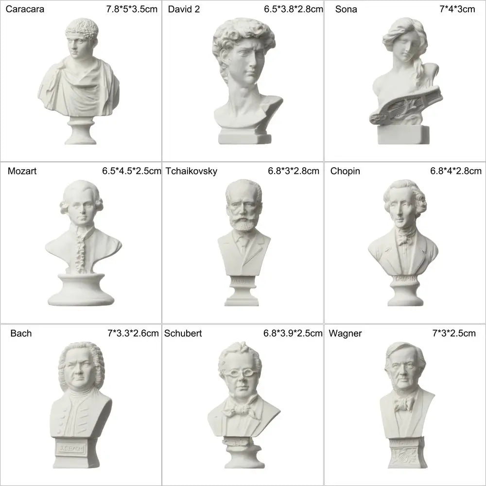 Mini Greek Bust Statue, Plaster Style Resin Figurine