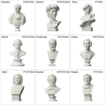 Mini Greek Bust Statue, Plaster Style Resin Figurine