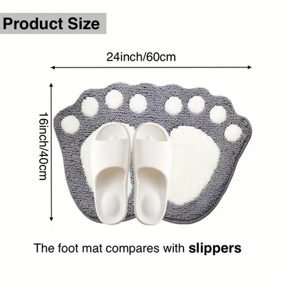 Big Feet Bath Mat, Non-Slip Microfiber Bathroom Rug, 40 x 60 cm