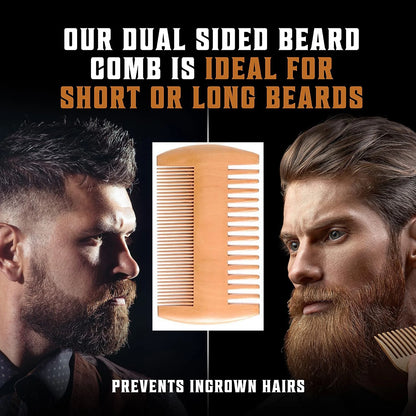 Men's Boar Bristle Beard Brush, Comb and Scissors Set