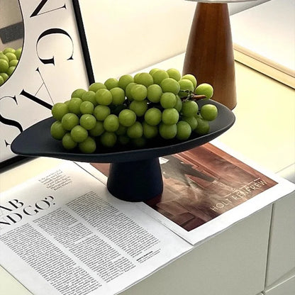 Pedestal Fruit Tray, Modern Resin Footed Dish, White or Black